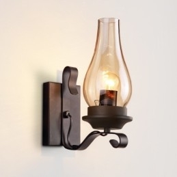 Retro rustik nordisk glas væglampe Soveværelse Sengelampe Vintage industrielle væglamper