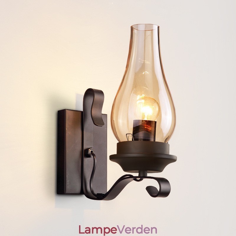 Retro rustik nordisk glas væglampe Soveværelse Sengelampe Vintage industrielle væglamper