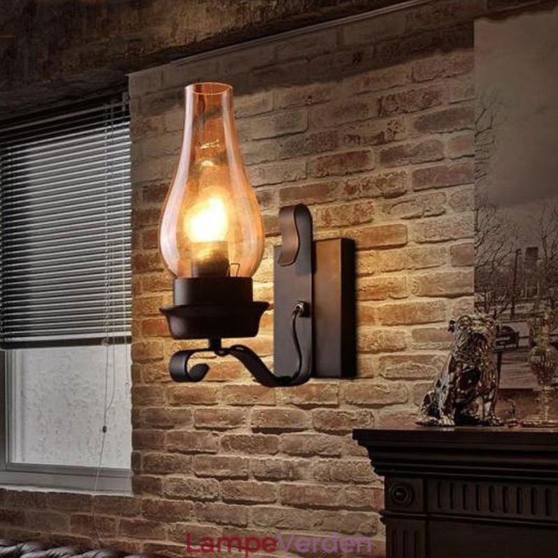 Retro rustik nordisk glas væglampe Soveværelse Sengelampe Vintage industrielle væglamper