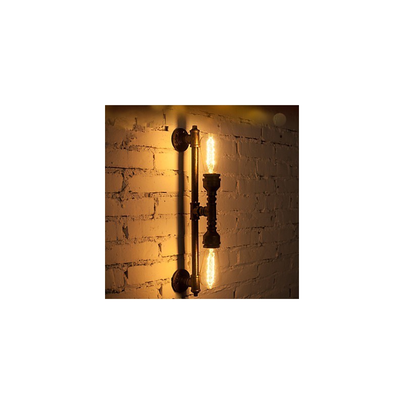 Wroguht Iron Water Pipe Væglampe Vintage Ganglys Loft Iron Væglampe Edison glødepære FJ DB2 046A0