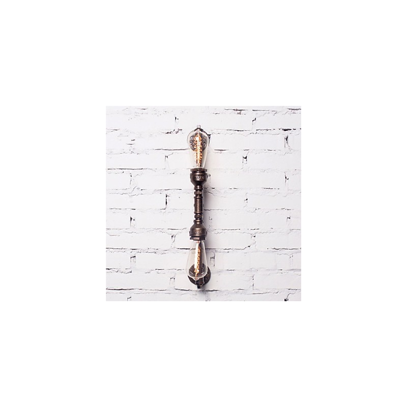 Wroguht Iron Water Pipe Væglampe Vintage Ganglys Loft Iron Væglampe Edison glødepære FJ DB2 046A0