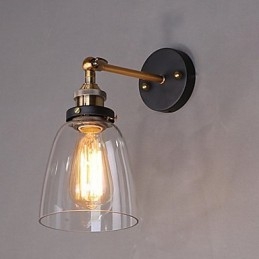 Industriel Edison Simplicity Glasvæglampe Metalbundkappe Spisestue Studieværelse Kontorgang Vægmonteringslys