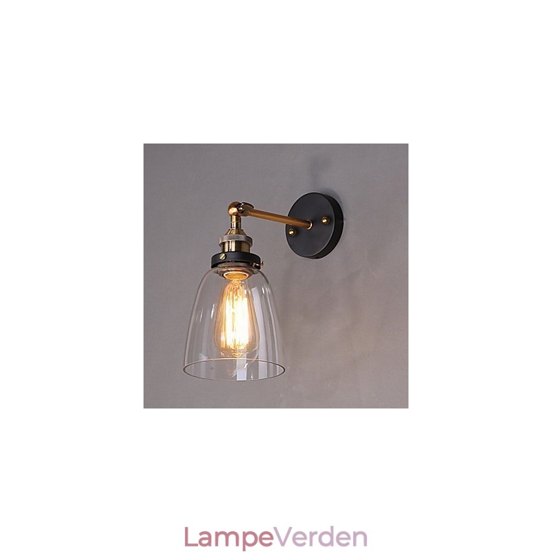 Industriel Edison Simplicity Glasvæglampe Metalbundkappe Spisestue Studieværelse Kontorgang Vægmonteringslys