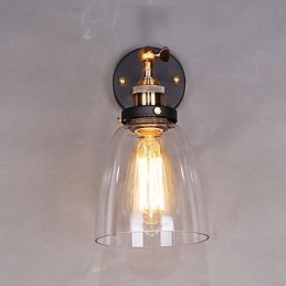 Industriel Edison Simplicity Glasvæglampe Metalbundkappe Spisestue Studieværelse Kontorgang Vægmonteringslys