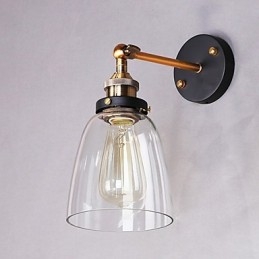 Industriel Edison Simplicity Glasvæglampe Metalbundkappe Spisestue Studieværelse Kontorgang Vægmonteringslys