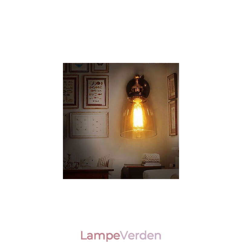 Industriel Edison Simplicity Glasvæglampe Metalbundkappe Spisestue Studieværelse Kontorgang Vægmonteringslys