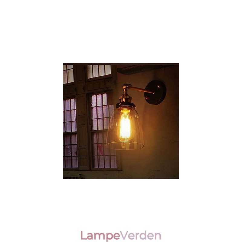 Industriel Edison Simplicity Glasvæglampe Metalbundkappe Spisestue Studieværelse Kontorgang Vægmonteringslys