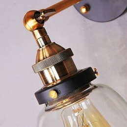 Industriel Edison Simplicity Glasvæglampe Metalbundkappe Spisestue Studieværelse Kontorgang Vægmonteringslys