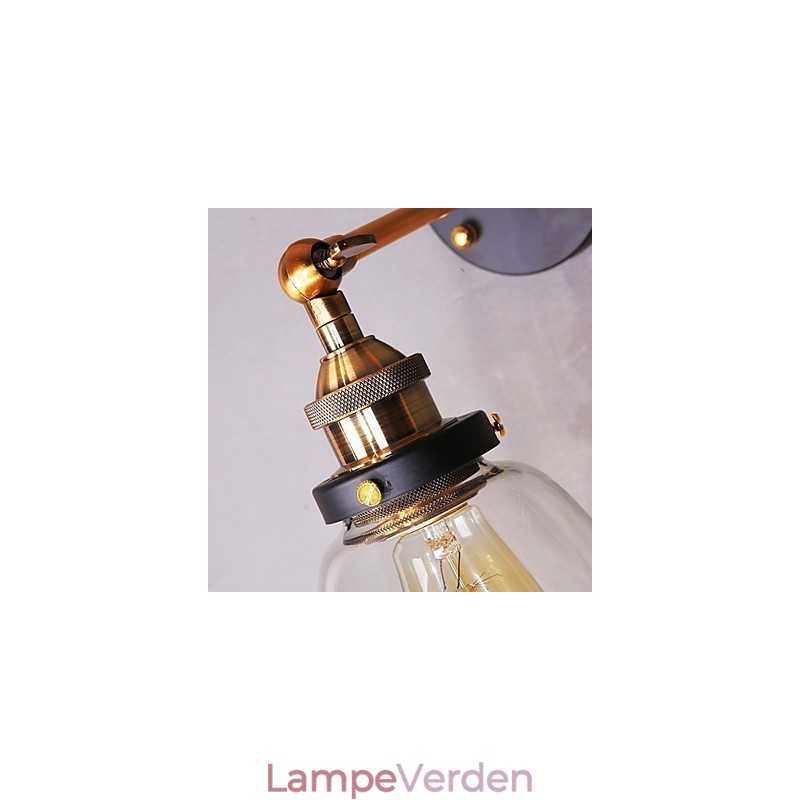 Industriel Edison Simplicity Glasvæglampe Metalbundkappe Spisestue Studieværelse Kontorgang Vægmonteringslys