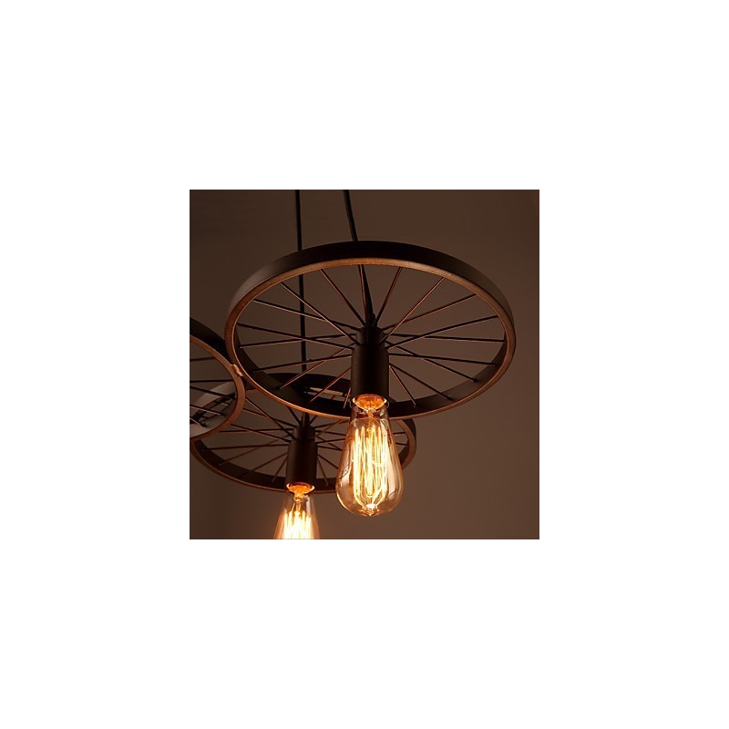 Loft Retro Pendel Lamper Amerikansk land smedejern Lysekrone industriel stil hjul