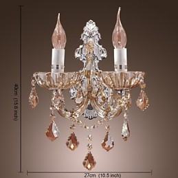 Elegant krystal væglampe med 2 lys