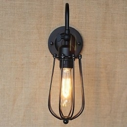 Amerikansk Country Stue Lampe Soveværelse Balkon Minimalistisk Mat Sort Sengelampe Dekorativ Kunstvæg