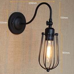 Amerikansk Country Stue Lampe Soveværelse Balkon Minimalistisk Mat Sort Sengelampe Dekorativ Kunstvæg