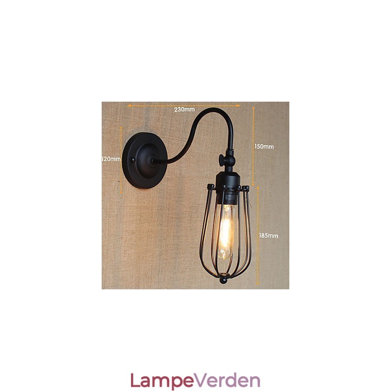 Amerikansk Country Stue Lampe Soveværelse Balkon Minimalistisk Mat Sort Sengelampe Dekorativ Kunstvæg