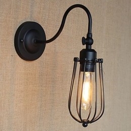 Amerikansk Country Stue Lampe Soveværelse Balkon Minimalistisk Mat Sort Sengelampe Dekorativ Kunstvæg