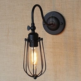 Amerikansk Country Stue Lampe Soveværelse Balkon Minimalistisk Mat Sort Sengelampe Dekorativ Kunstvæg