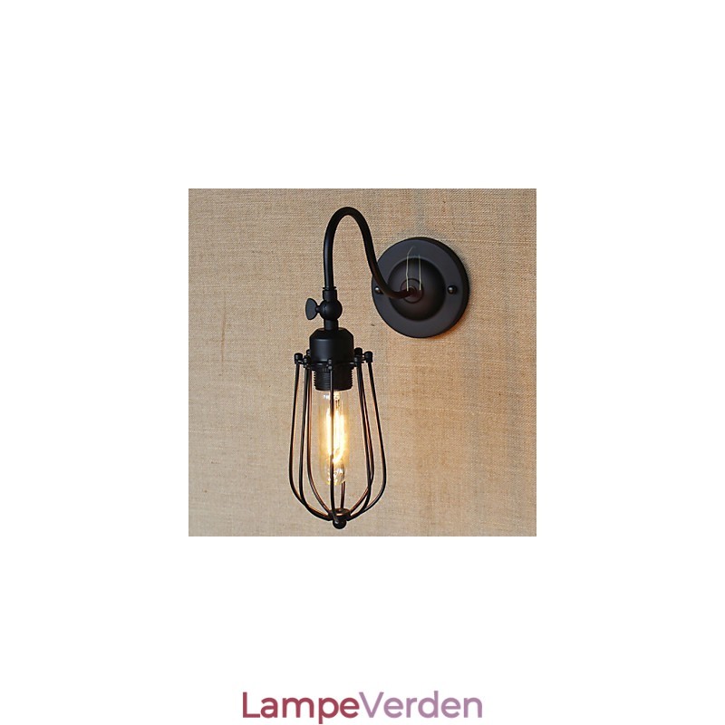 Amerikansk Country Stue Lampe Soveværelse Balkon Minimalistisk Mat Sort Sengelampe Dekorativ Kunstvæg