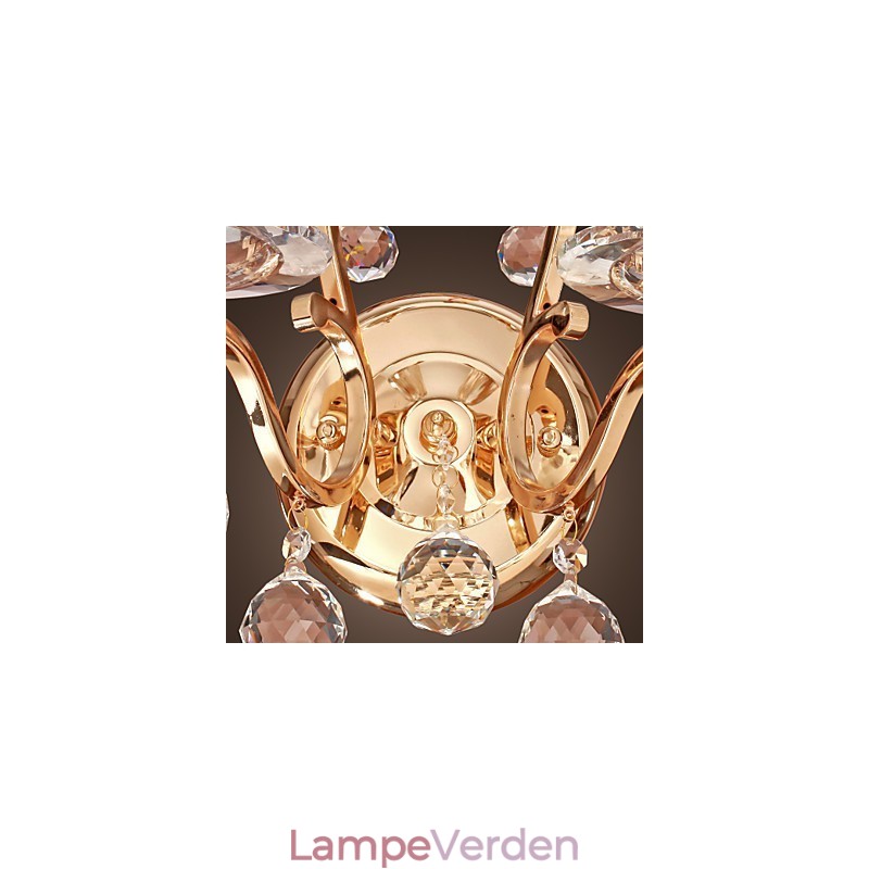 Gylden krystal væglampe med 2 lys