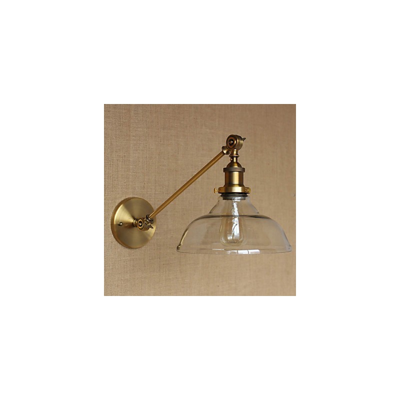 Jernglas Bronze Messing Arm Style Retro Creative American Country Hall Soveværelses væglampe