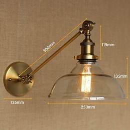 Jernglas Bronze Messing Arm Style Retro Creative American Country Hall Soveværelses væglampe