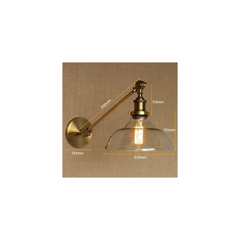 Jernglas Bronze Messing Arm Style Retro Creative American Country Hall Soveværelses væglampe