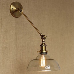 Jernglas Bronze Messing Arm Style Retro Creative American Country Hall Soveværelses væglampe