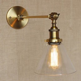 Jernglas Bronze Messing Arm Style Retro Creative American Country Hall Soveværelses væglampe