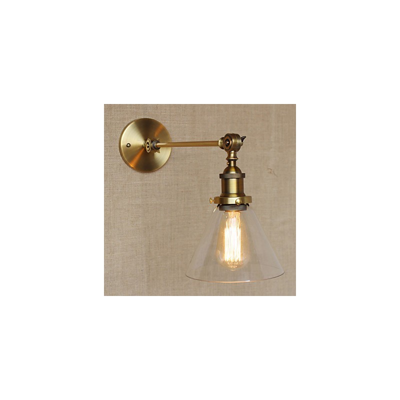 Jernglas Bronze Messing Arm Style Retro Creative American Country Hall Soveværelses væglampe