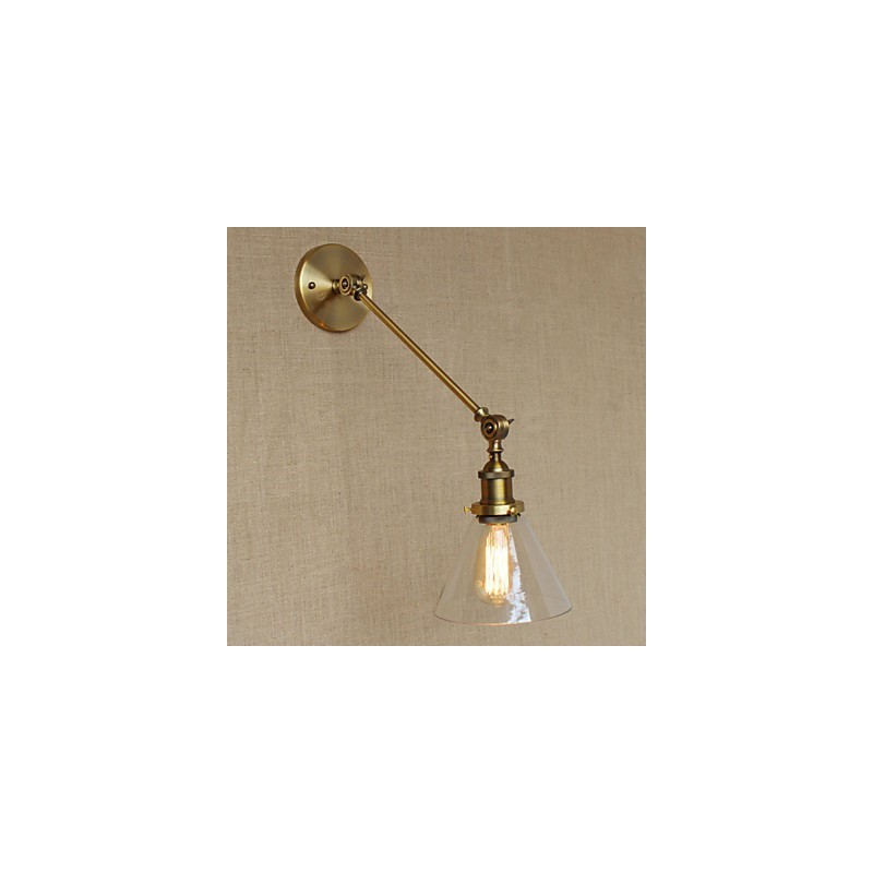 Jernglas Bronze Messing Arm Style Retro Creative American Country Hall Soveværelses væglampe