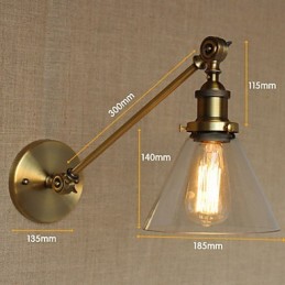 Jernglas Bronze Messing Arm Style Retro Creative American Country Hall Soveværelses væglampe