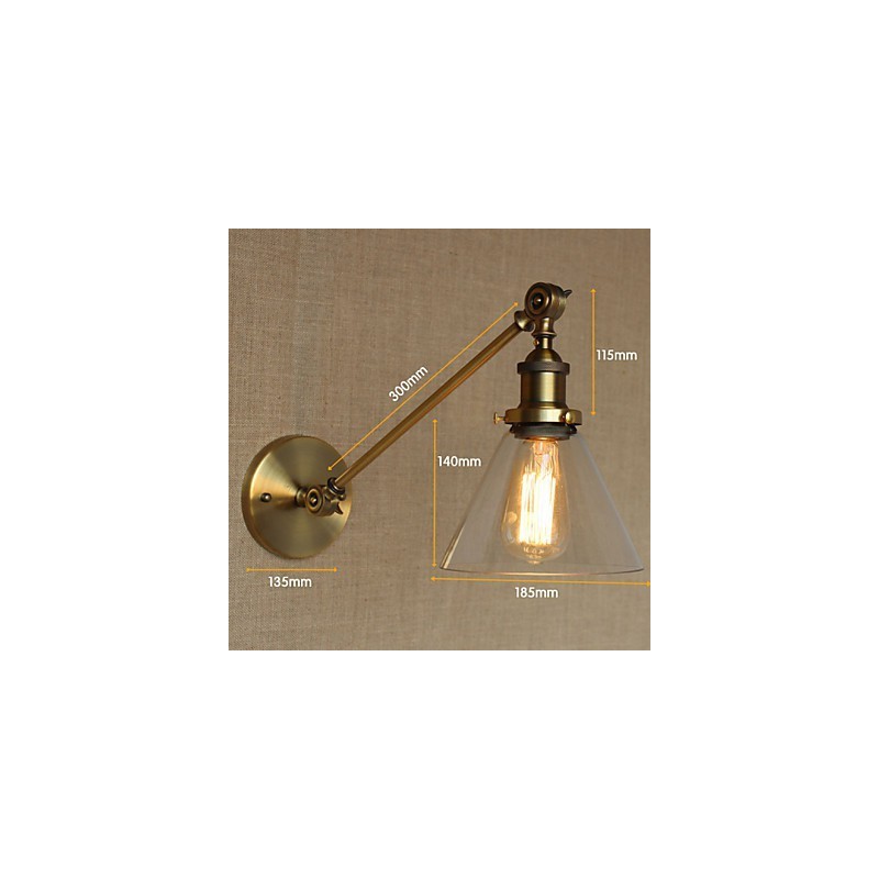 Jernglas Bronze Messing Arm Style Retro Creative American Country Hall Soveværelses væglampe