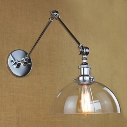 Krom glas teleskopisk retro væglampe