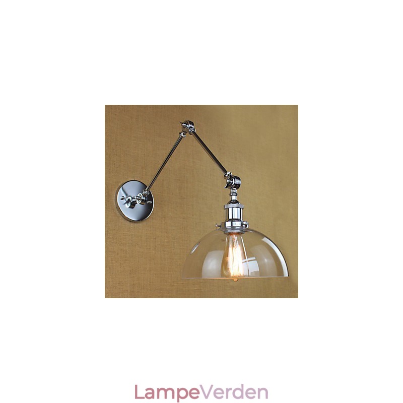 Krom glas teleskopisk retro væglampe