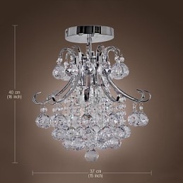 Moderne moderne krystal mini stil galvaniseret metal lysekrone Flush Mount