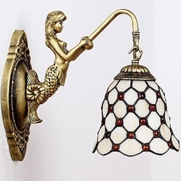 Europæisk kontrakteret landdistrikterne kreative smedejerns væglampe glas lys