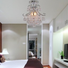 Moderne moderne krystal mini stil galvaniseret metal lysekrone Flush Mount