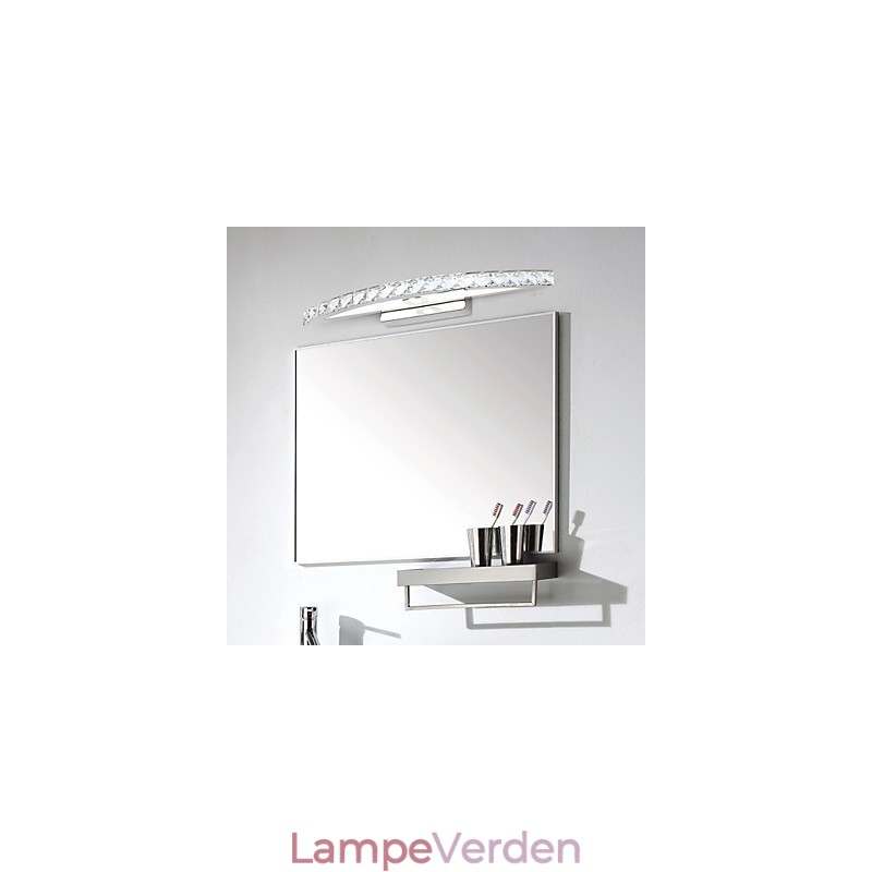 Spejllampe Rustfrit Stål Og Krystal