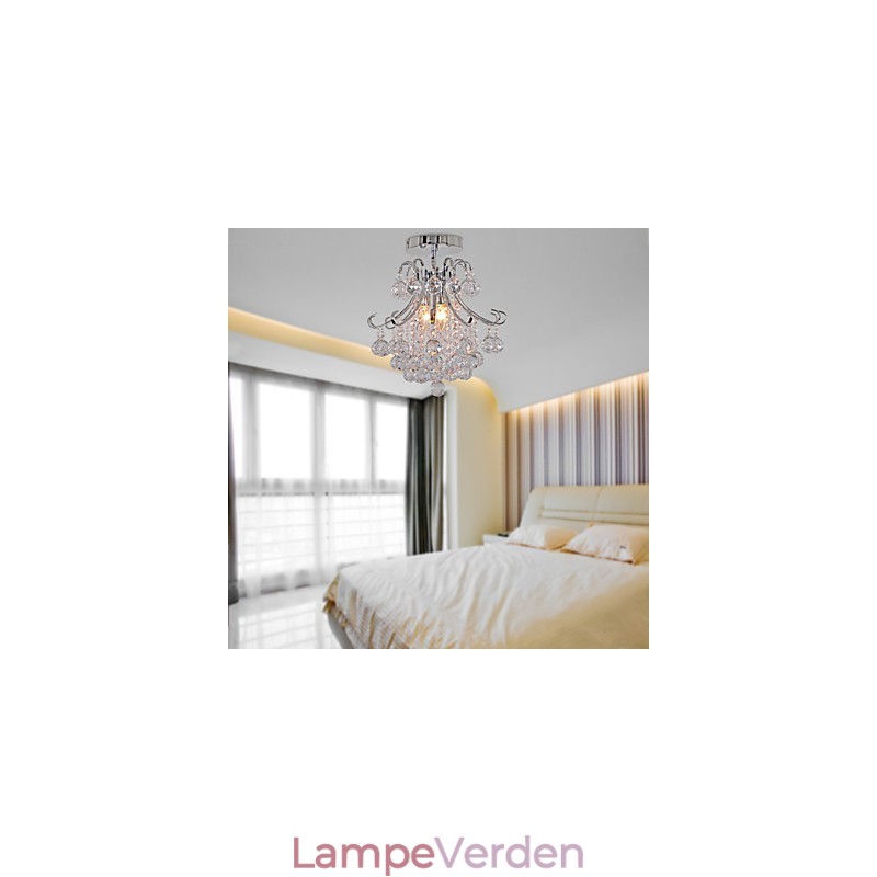 Moderne moderne krystal mini stil galvaniseret metal lysekrone Flush Mount