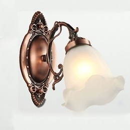 Retro glas Enkel europæisk moderne elegance smedejerns væglampe lys