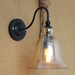 Amerikansk Landdistrikter Minimalistisk Stue Gang Dekoreret Glasvæg Sconce