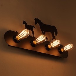 American Village Pastoral LOFT Style Soveværelse Gangjern Retro Wild Horse Væglamper Gratis forsendelse