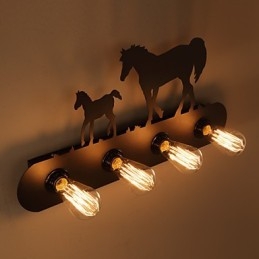 American Village Pastoral LOFT Style Soveværelse Gangjern Retro Wild Horse Væglamper Gratis forsendelse