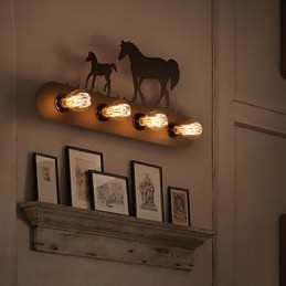 American Village Pastoral LOFT Style Soveværelse Gangjern Retro Wild Horse Væglamper Gratis forsendelse