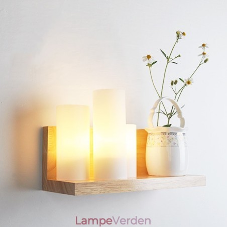 Mini-stil væglamper med glasskærme Moderne moderne træ Bambus væglampe Mini-stil væglamper med glasskærme Moderne moderne træ Bambus væglampe