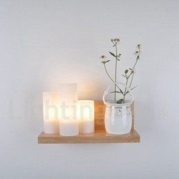 Mini-stil væglamper med glasskærme Moderne moderne træ Bambus væglampe