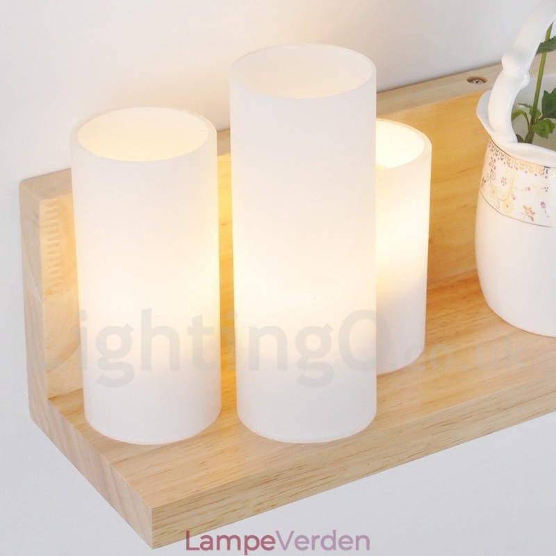 Mini-stil væglamper med glasskærme Moderne moderne træ Bambus væglampe