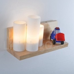 Mini-stil væglamper med glasskærme Moderne moderne træ Bambus væglampe