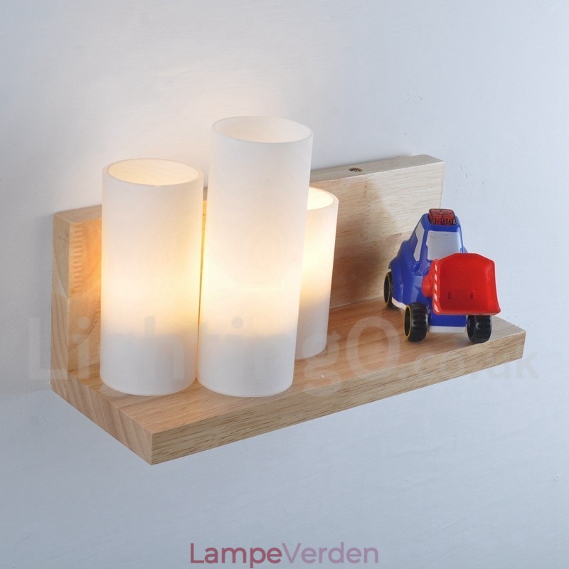 Mini-stil væglamper med glasskærme Moderne moderne træ Bambus væglampe