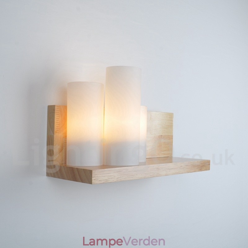 Mini-stil væglamper med glasskærme Moderne moderne træ Bambus væglampe