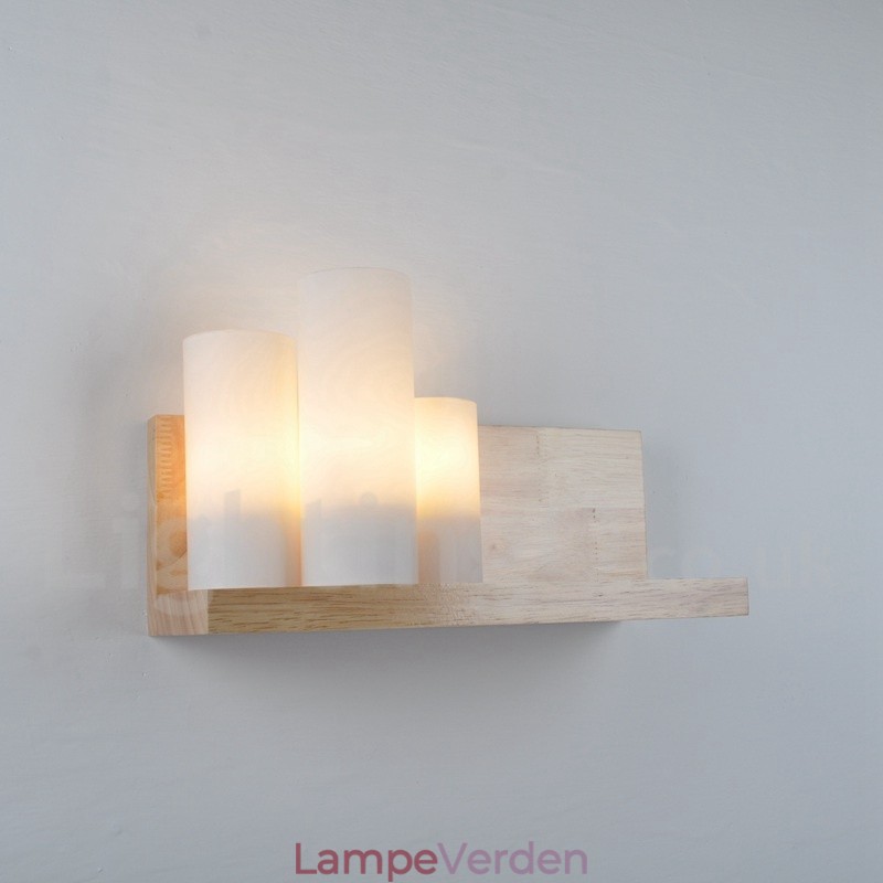 Mini-stil væglamper med glasskærme Moderne moderne træ Bambus væglampe